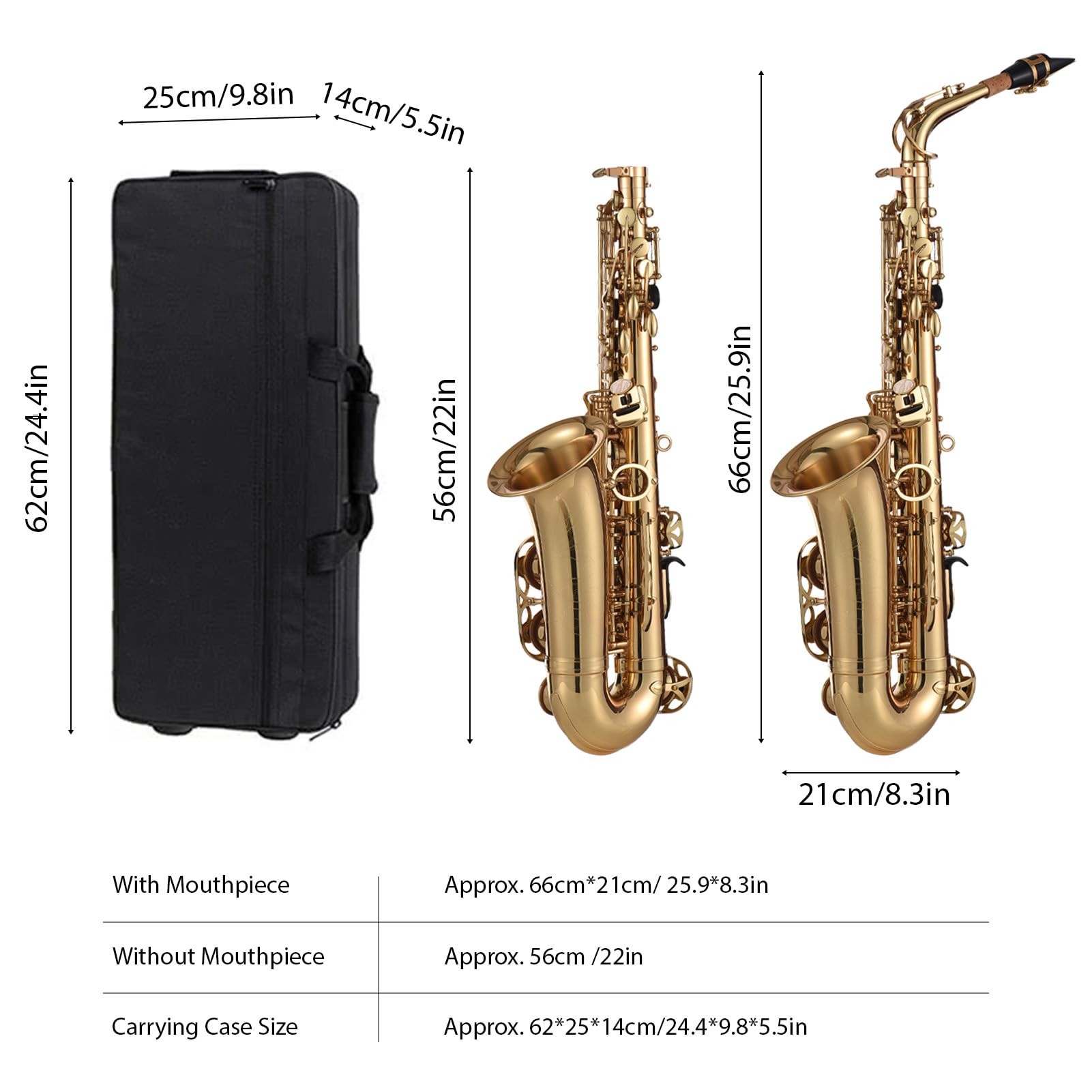 Eb Alto Saxophone, Brass Lacquered Gold E Flat Sax 875 Key Type